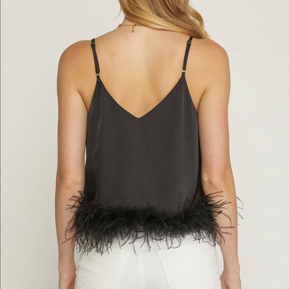 Women’s black BB Dakota Steve Madden top size small with feathers - Picture 5 of 6